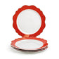 Red Band Scallop Fine Porcelain Dessert / Dinner Plate