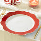 Red Band Scallop Fine Porcelain Dessert / Dinner Plate