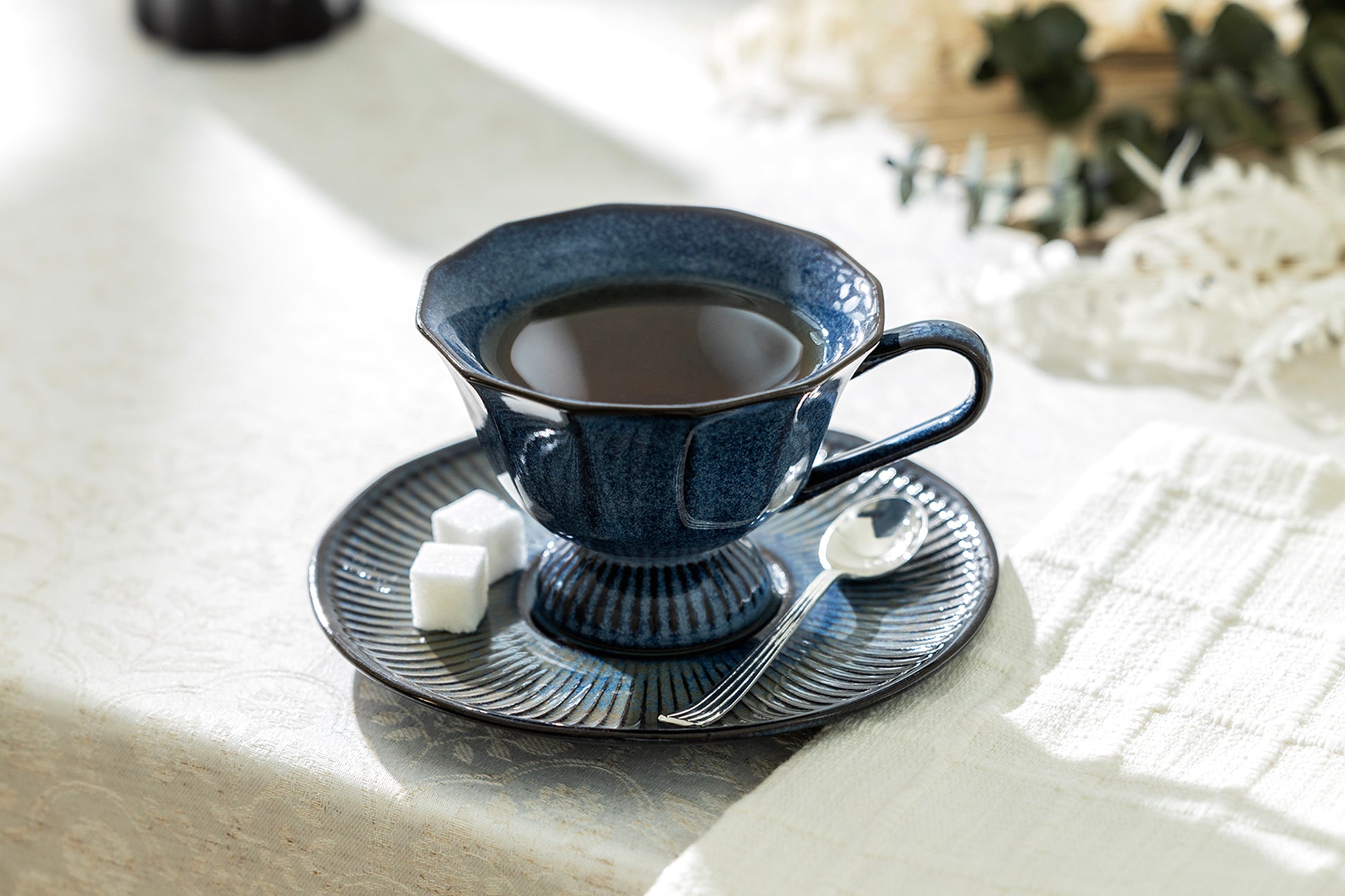 Grace Teaware Sapphire Serenity Reactive Blue Fine Porcelain Cup and Saucer