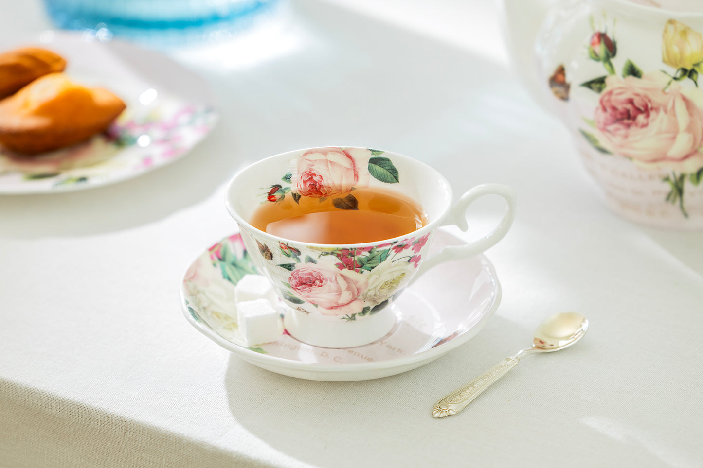 Liz's Rose Garden Bone China Tea Cup and Saucer