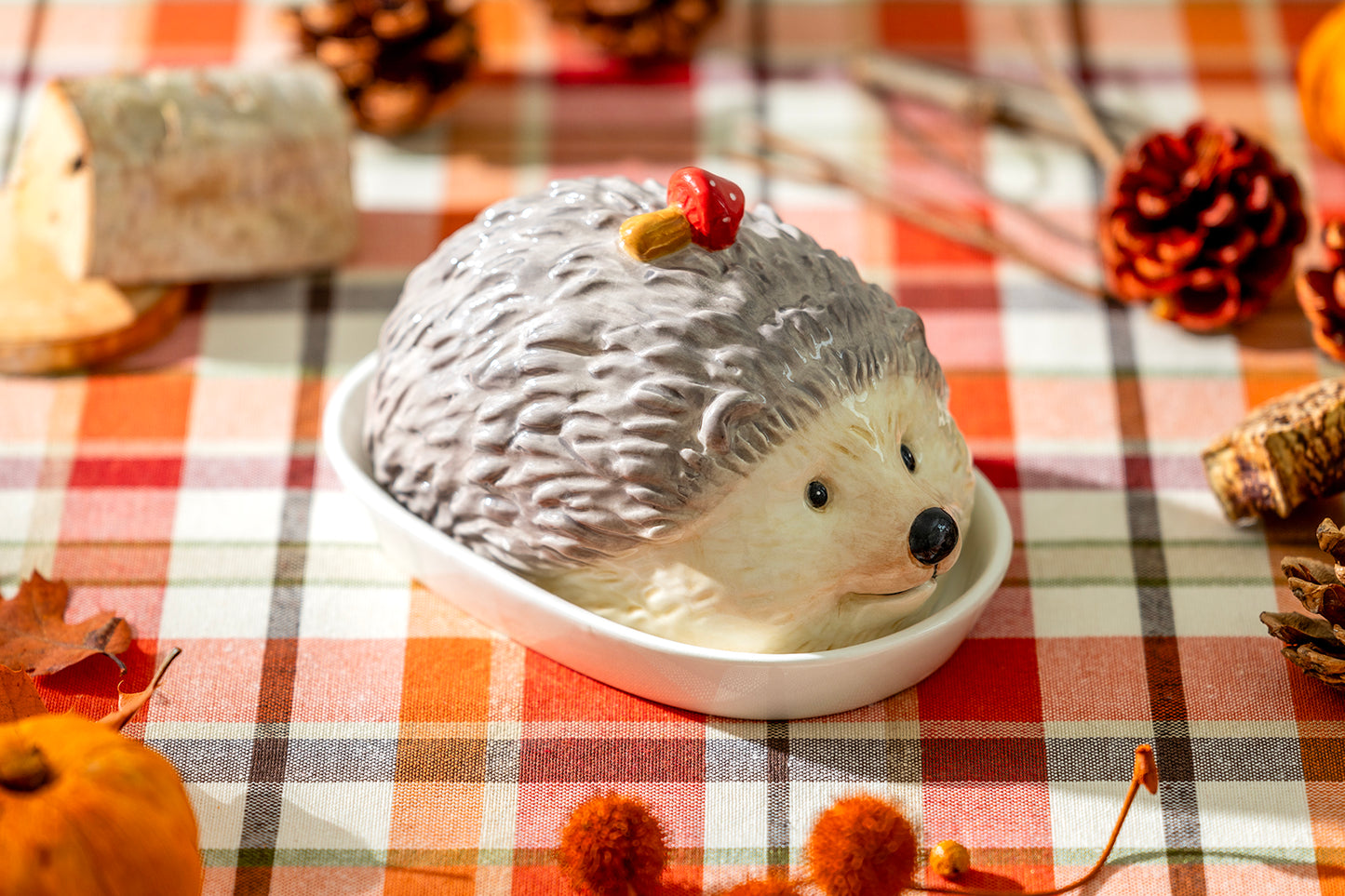 Hedgehog with Mushroom Butter Dish