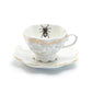 Grace Teaware Spider Web White Gold Scallop Fine Porcelain Tea Cup and Saucer