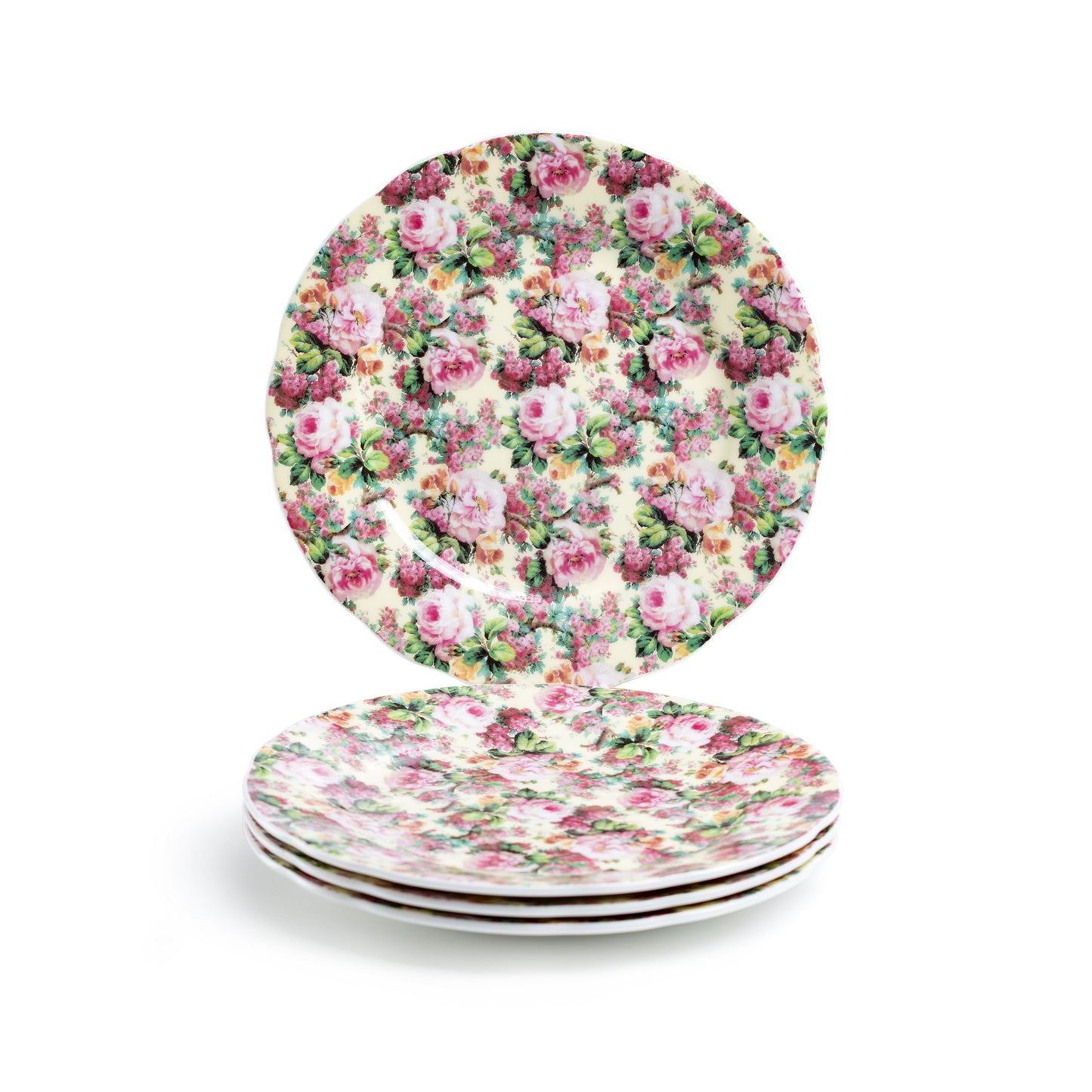 7.5" Victorian Rose Bone China Dessert Plate