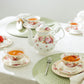 Gracie Bone China Peony and Strawberry Cream Bone China 9-Piece Tea Set