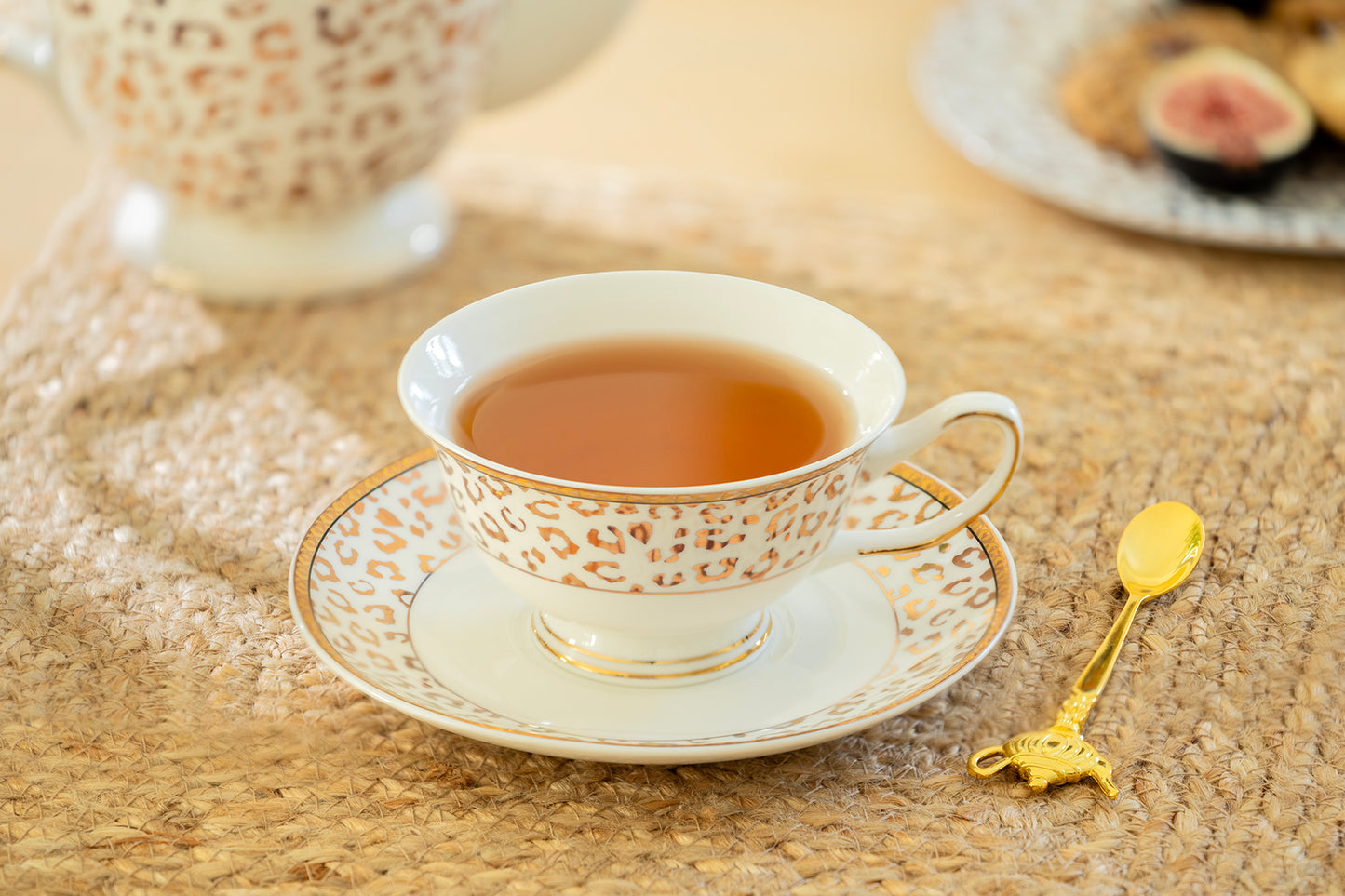 Golden Leopard Fine Porcelain Tea Set