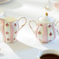 Pink Polka Dot Rosebud Scallop Fine Porcelain Tea Set