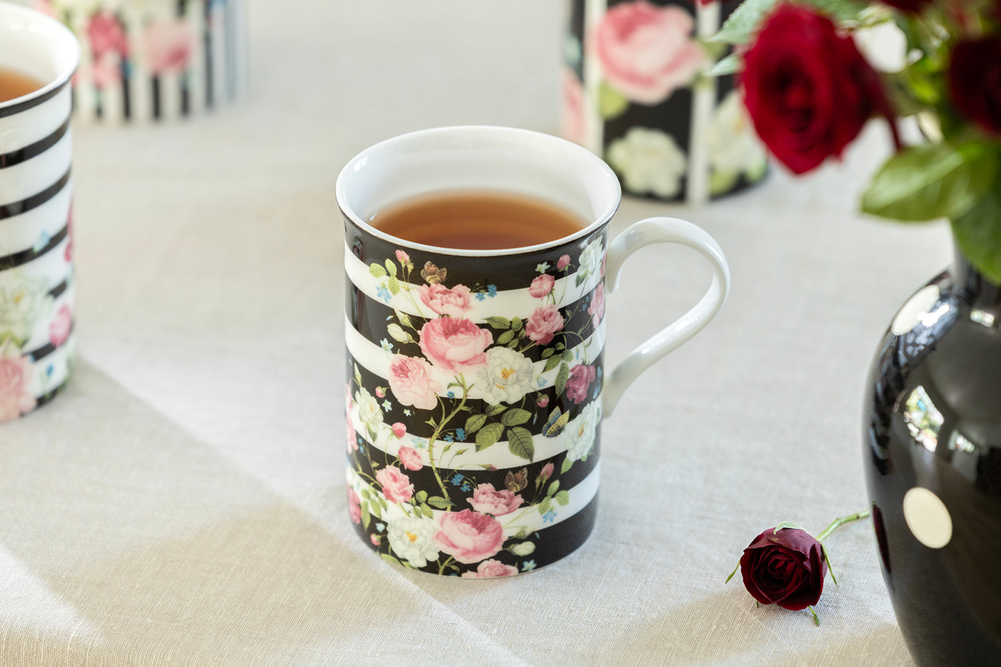 Floral Harmony Stripe Bone China Mug