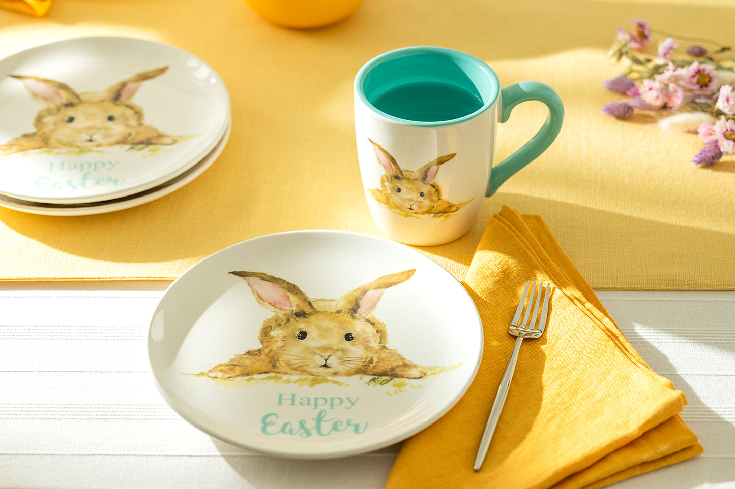 8.5" Hello Spring Happy Easter Bunny Salad / Dessert Plate