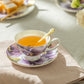 Purple Gold Pansy Bone China 9-Piece Tea Set