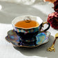 Grace Teaware Witchy Crystal Ball Black Gold Luster Tea Cup and Saucer set