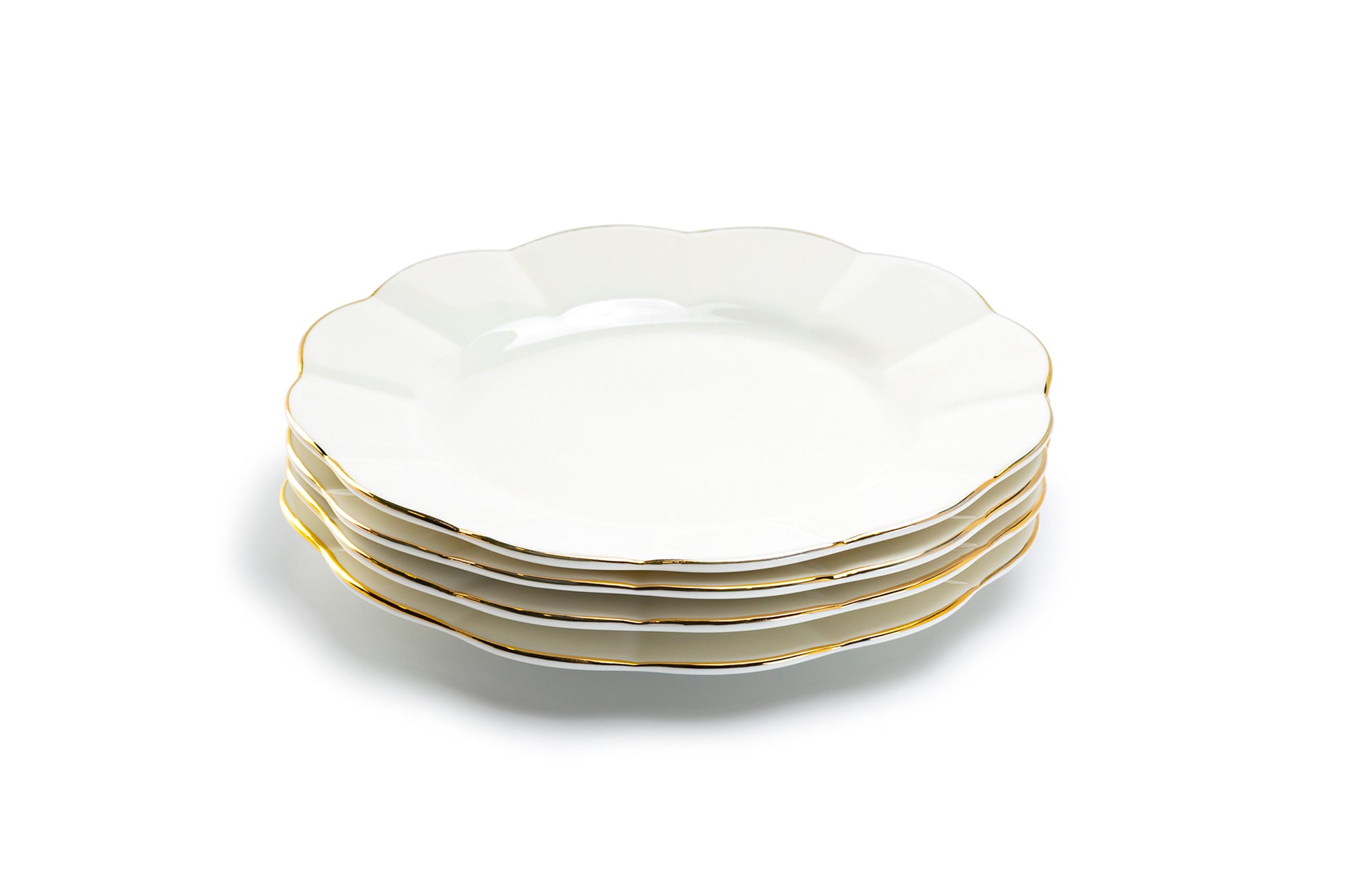 White Gold Scallop Fine Porcelain Dessert Plate
