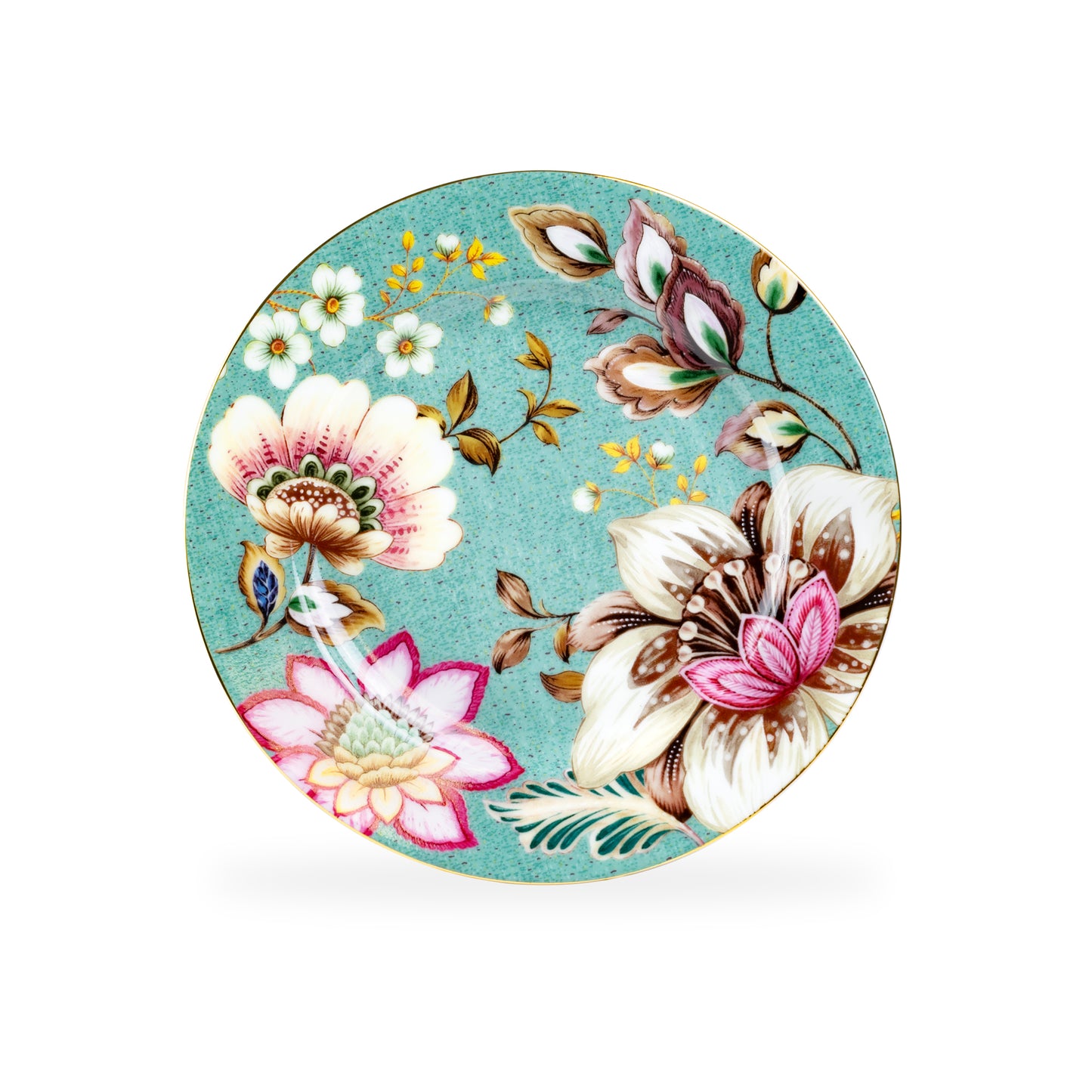 Peacock Lotus Garden Green Fine Porcelain Dessert Plate