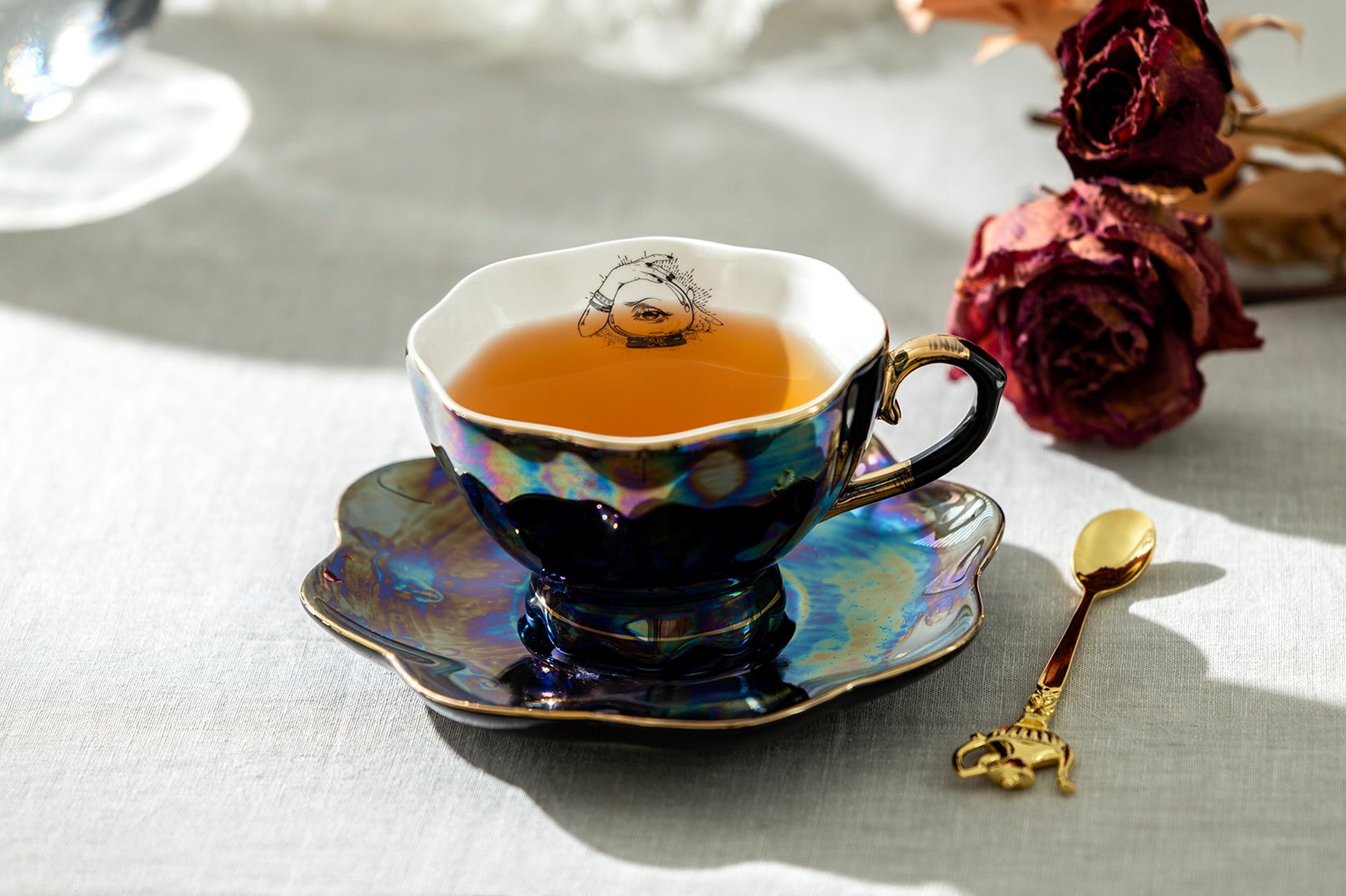 Grace Teaware gold witch eye witchy crystal ball  luster tea cup