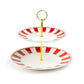 Red Carousel Stripes Fine Porcelain 2-Tier Server