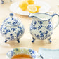 Blue Botanical Three-Foot Fine Porcelain Sugar & Creamer Set