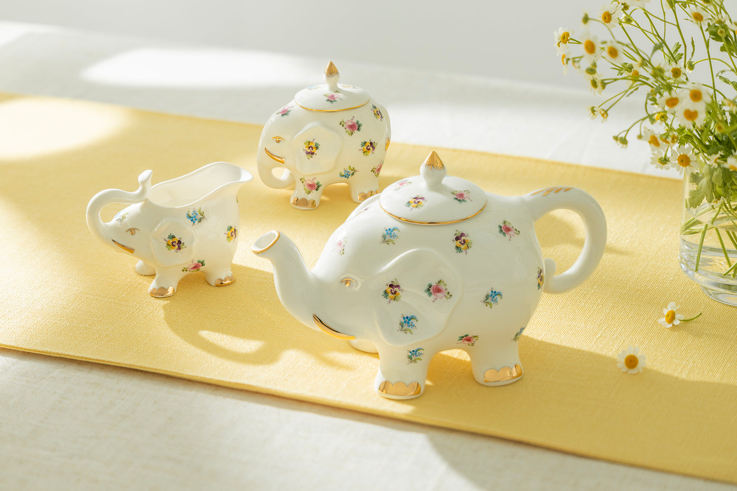 Floral Elephant Fine Porcelain Tea Set