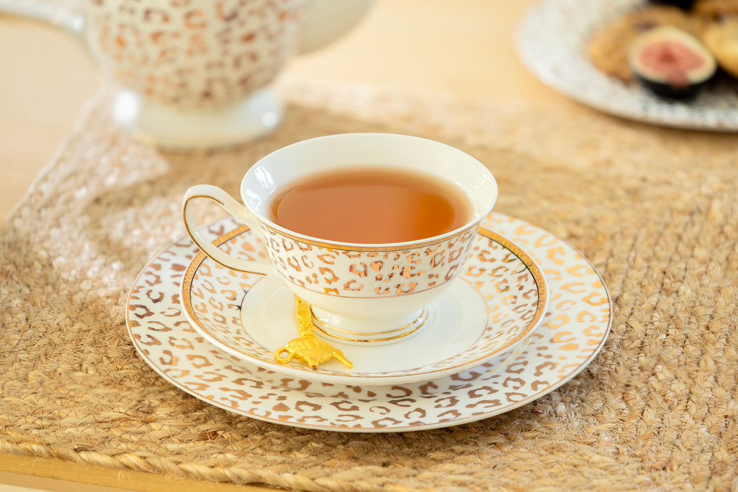 Golden Leopard Fine Porcelain Tea Cup and Saucer