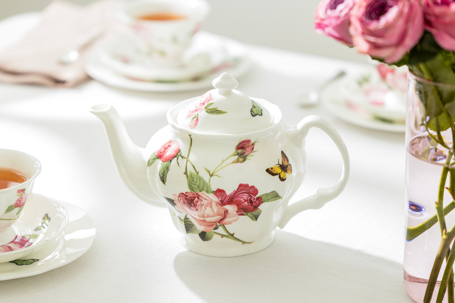 Kensington Pink Rose Bone China Teapot