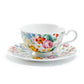 Stechcol Gracie Bone China Lismore Rose Garden Bone China Tea Cup and Saucer