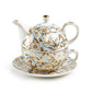 Blue & Gold Daisy Fine Porcelain Tea For One Set with Pink Gift Box