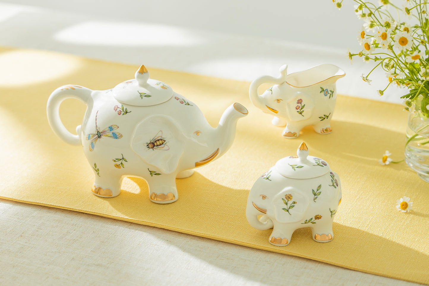 Summer Garden Elephant Fine Porcelain Tea Set