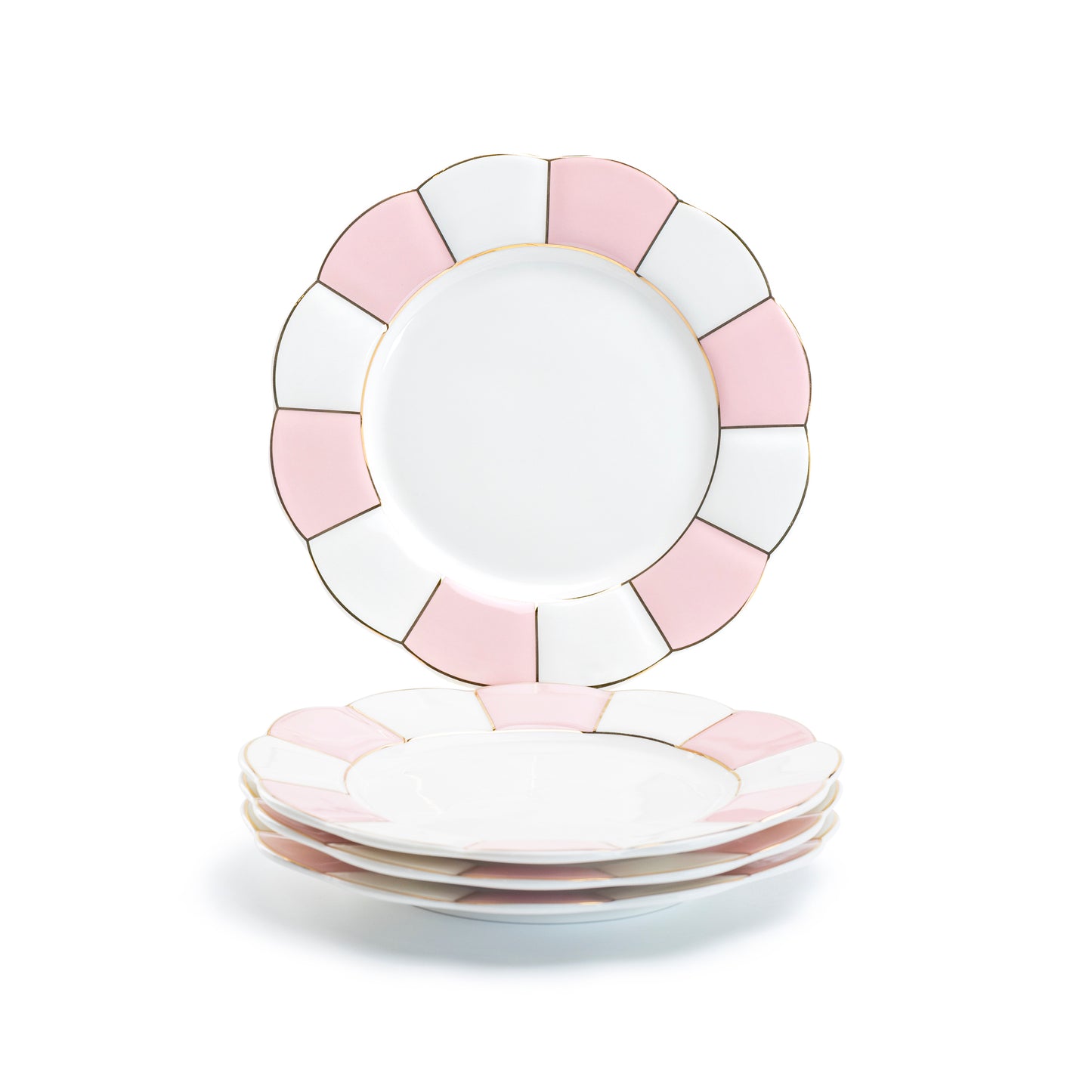 Grace Teaware Pink Gold Scallop Fine Porcelain Dessert Plate set of 4