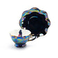 Crow with Red Roses Black Gold Luster Tea Cup and Saucer