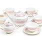 Pink Stripe with Gold Dots Fine Porcelain Tea Set