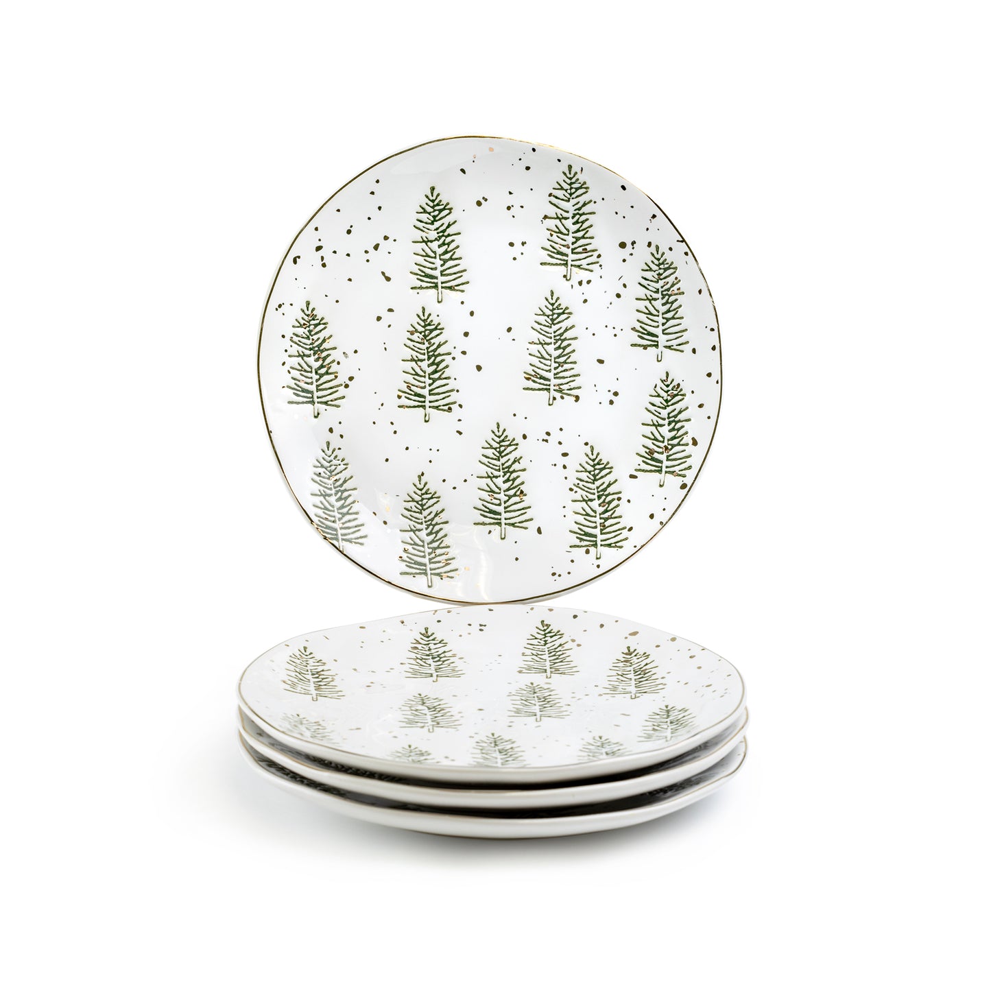Snowy Pine Trees Organic Shape Dessert/Dinner Plate