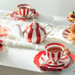 Red Carousel Stripes Fine Porcelain 5-Piece Tea Set