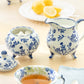 Blue Botanical Three-Foot Fine Porcelain Sugar & Creamer Set