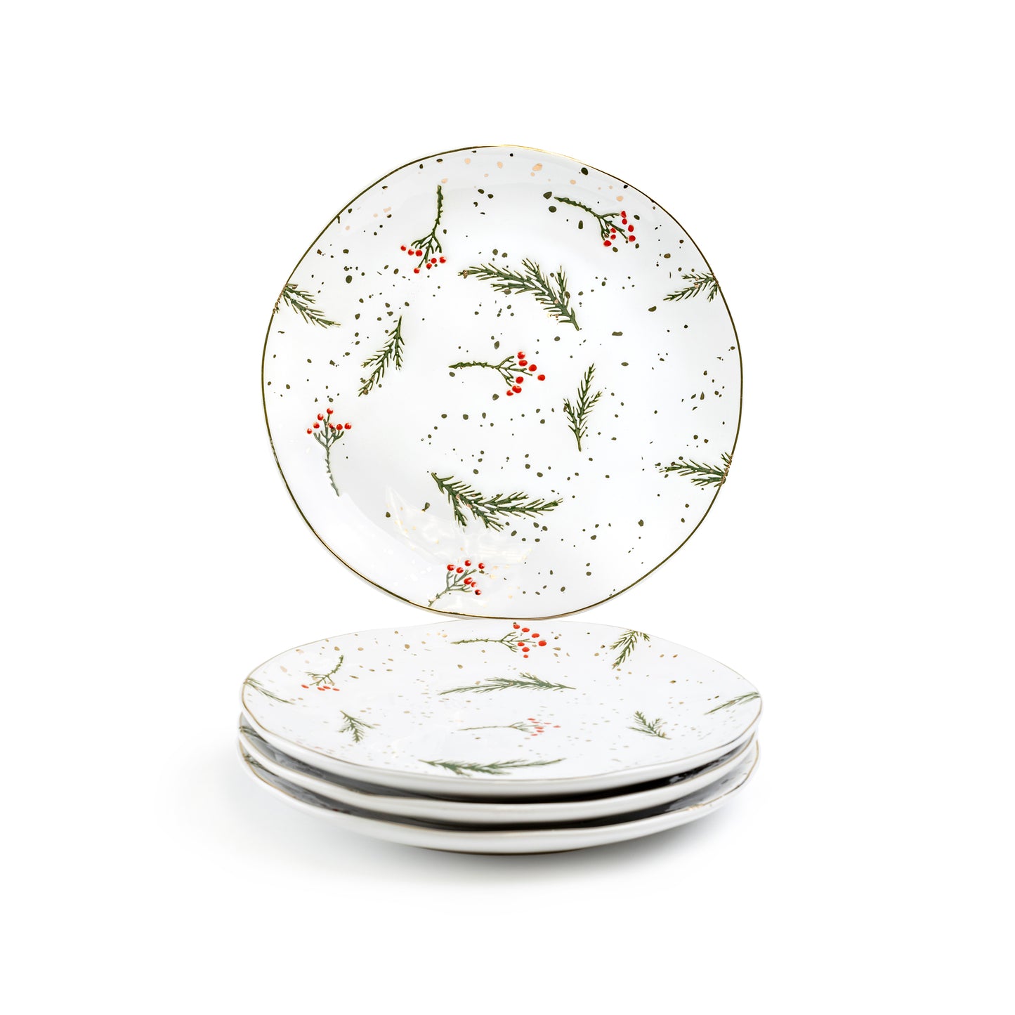 Holly Berries Organic Shape Dessert/Dinner Plate