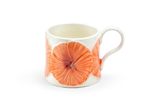 Poppy Bloom Embossed Reactive Glazed Coffee Mug