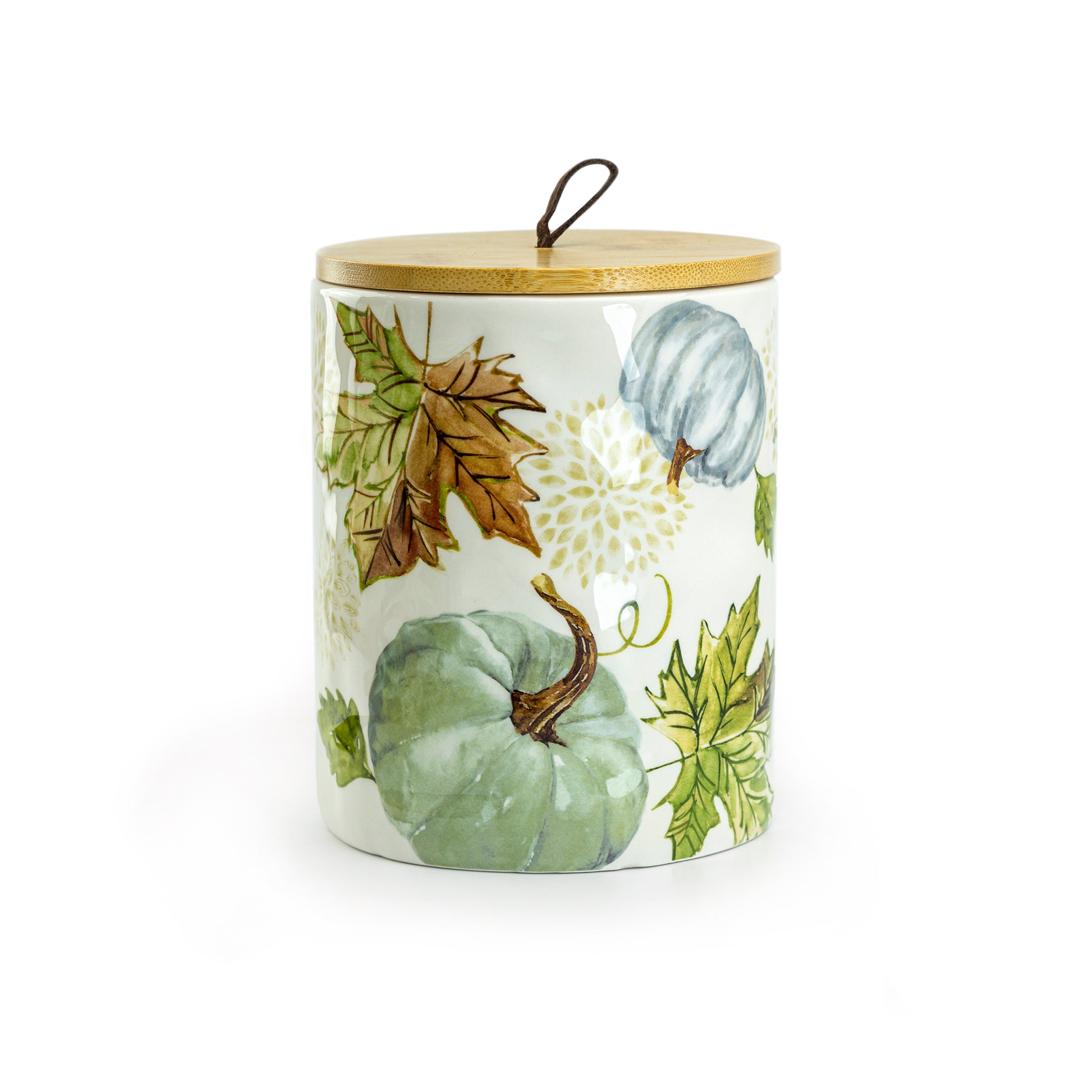 fall pumpkin sage fall leaves canister jar