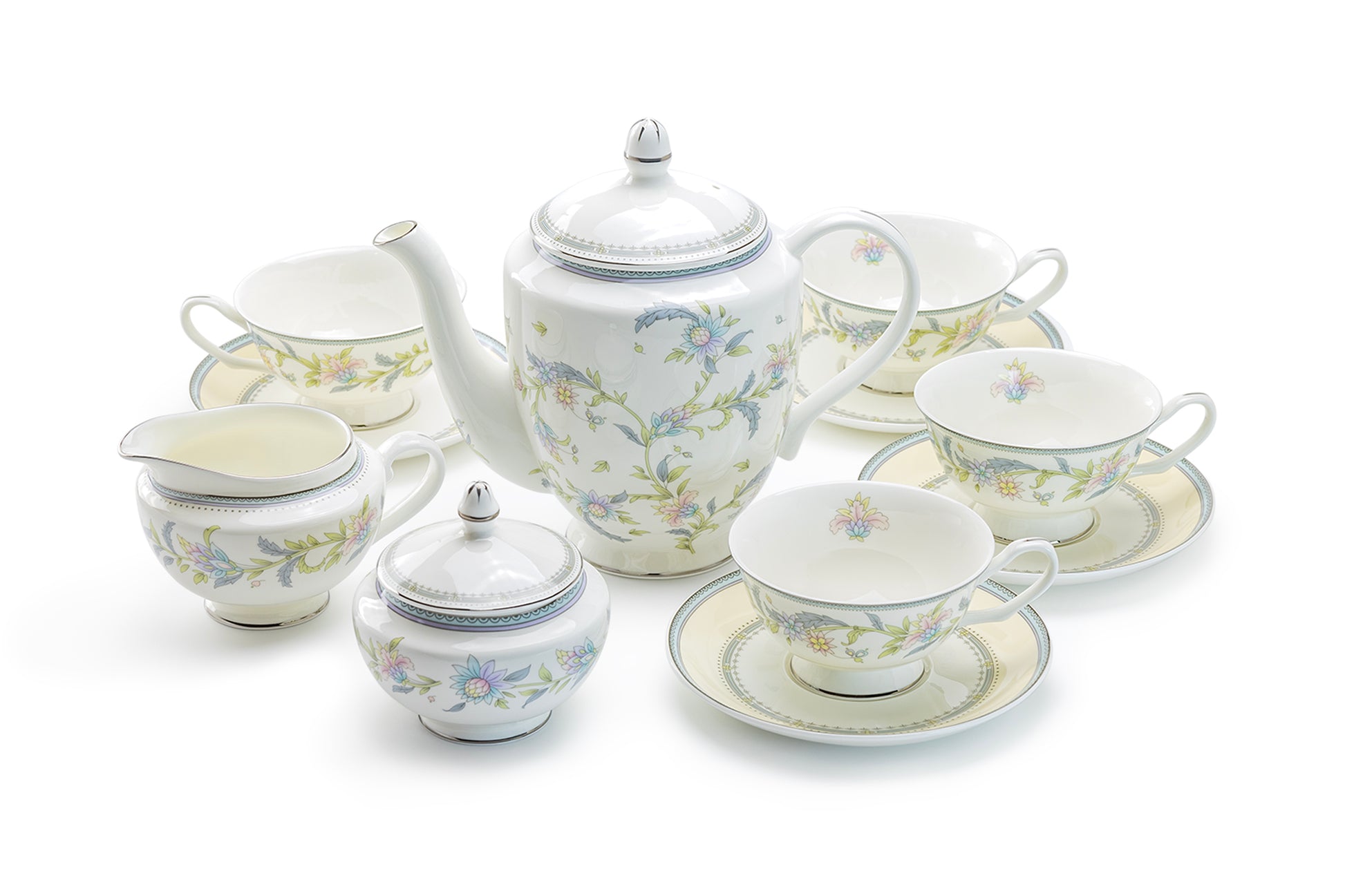 Gracie Bone China Lotus Garden Bone China 11-Piece Tea Set