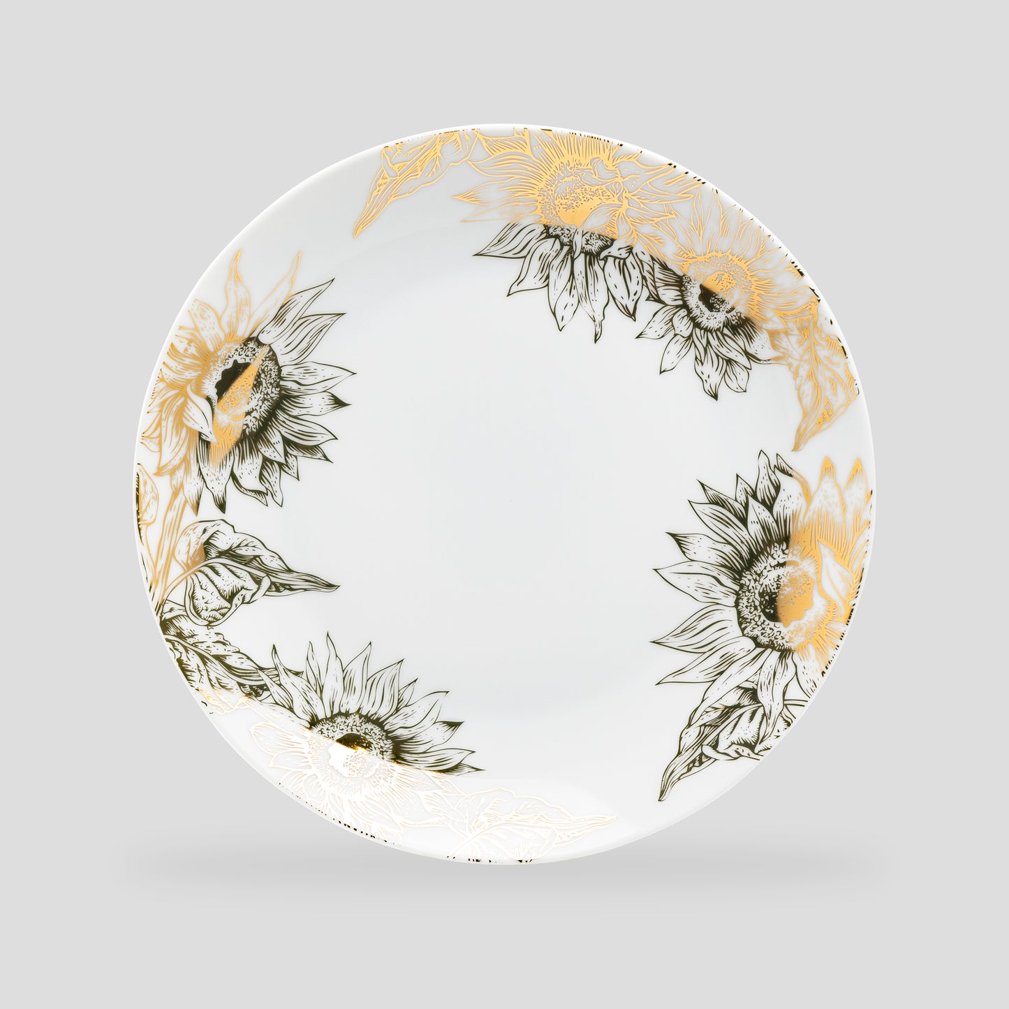 Grace Teaware Gold Sunflower Fine Porcelain Dinner Plate