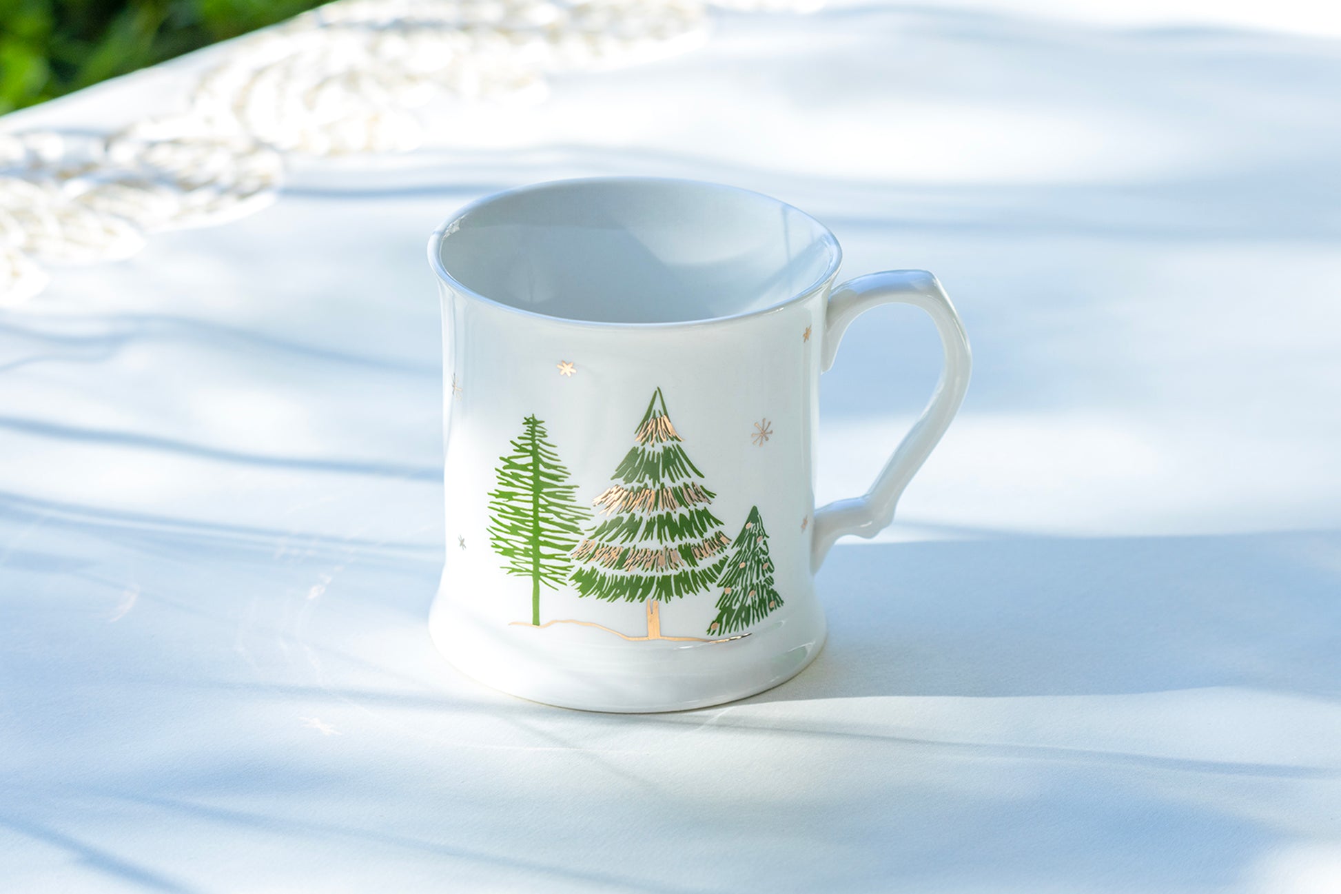 Grace Teaware Christmas Pine Trees Fine Porcelain Mug