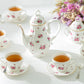 rose rosebud floral tea set children kids teapot sugar creamer cup saucer