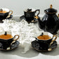 Grace Teaware Halloween Tea Set witch snake black cat crow raven black gold tea cup