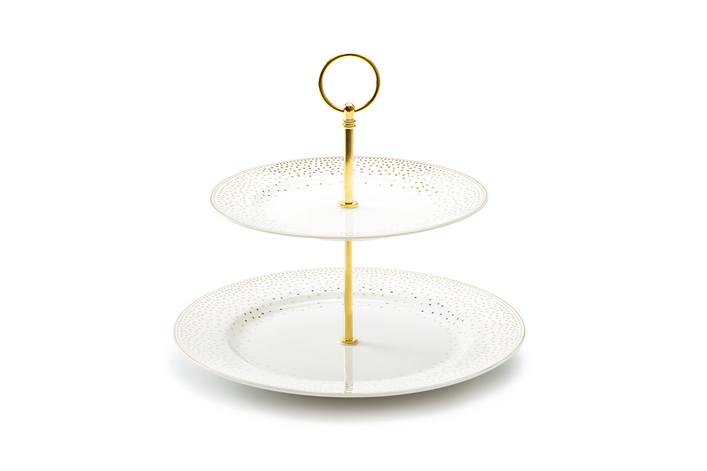 Gold Dots Fine Porcelain 2-Tier Server