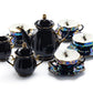 Grace Teaware Spider Black Gold Luster 11-Piece Tea Set