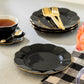 Black Gold Scallop Fine Porcelain Dessert/Salad Plate