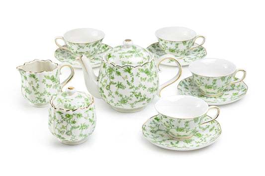 Greeny Garden Fine Porcelain 11-Piece Tea Set