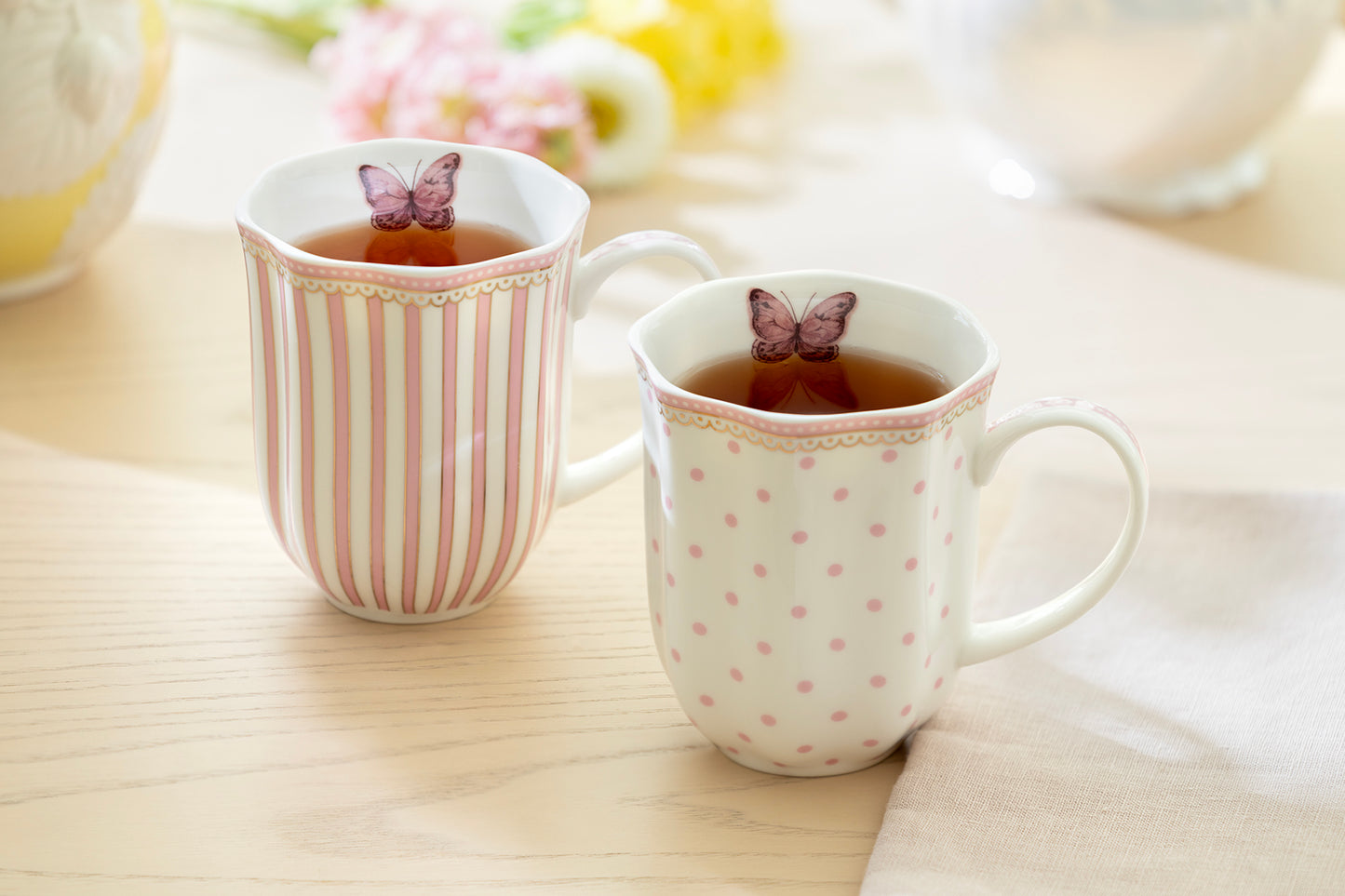 Josephine Pink Butterfly Fine Porcelain Mug Set of 2