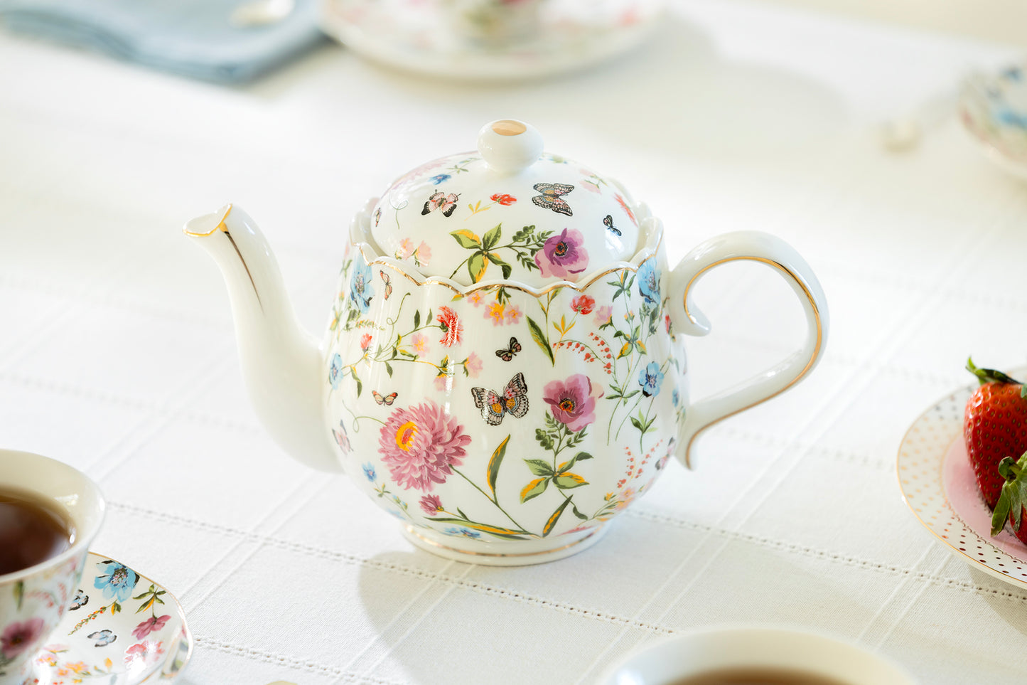 Butterfly Garden Fine Porcelain Teapot