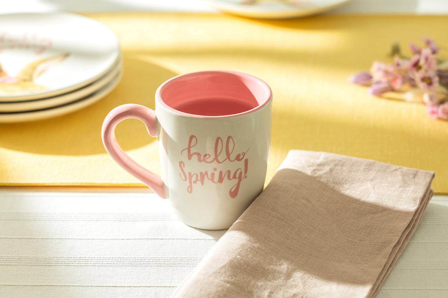 Hello Spring Pink Bunny Mug