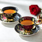 Gracie Bone China Gold Black Stem Rose Bone China Tea Cup and Saucer