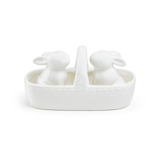 Easter Bunny Basket Ceramic Salt and Pepper Shaker Set