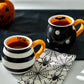 Halloween Bat Dots and Spider Web Stripes Mugs