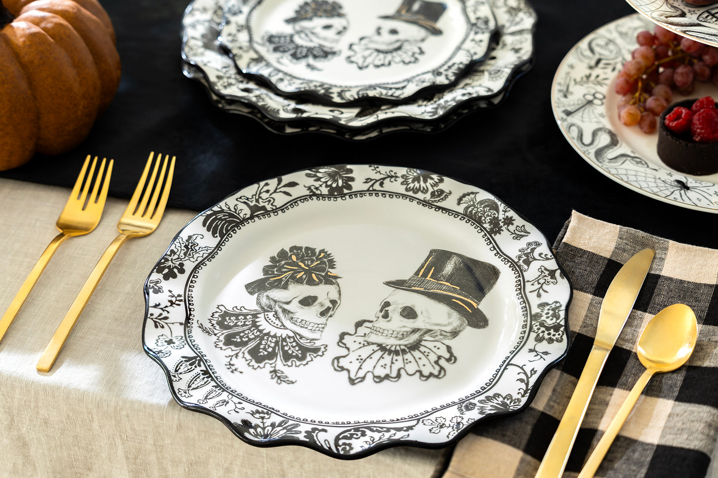 Halloween Victorian Skulls Dessert/Dinner Plate